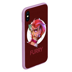 Чехол iPhone XS Max матовый Furry fox, цвет: 3D-сиреневый — фото 2