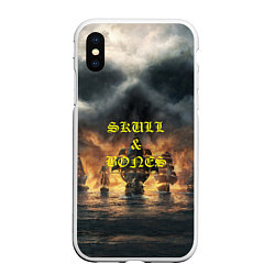 Чехол iPhone XS Max матовый Skull & Bones Пираты, цвет: 3D-белый