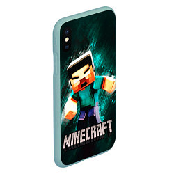 Чехол iPhone XS Max матовый MINECRAFT, цвет: 3D-мятный — фото 2