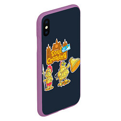 Чехол iPhone XS Max матовый Animal crossing x Dark Souls, цвет: 3D-фиолетовый — фото 2