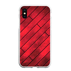 Чехол iPhone XS Max матовый Red Boards Texture, цвет: 3D-белый