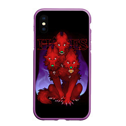 Чехол iPhone XS Max матовый Hades wolf, цвет: 3D-фиолетовый