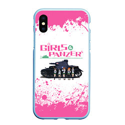 Чехол iPhone XS Max матовый Девушки и танки Pink Z, цвет: 3D-голубой