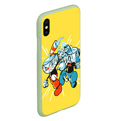 Чехол iPhone XS Max матовый Cuphead bros, цвет: 3D-салатовый — фото 2