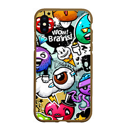 Чехол iPhone XS Max матовый Граффити, цвет: 3D-коричневый