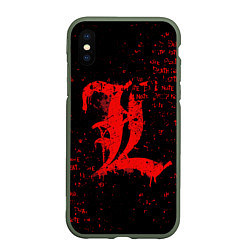 Чехол iPhone XS Max матовый Тетрадь смерти Логотип red, цвет: 3D-темно-зеленый