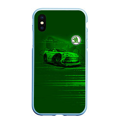 Чехол iPhone XS Max матовый Skoda, цвет: 3D-голубой