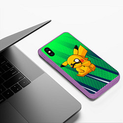 Чехол iPhone XS Max матовый Детектив Пикачу, цвет: 3D-фиолетовый — фото 2