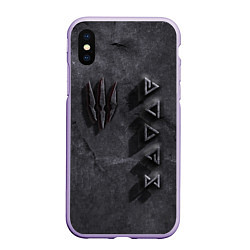 Чехол iPhone XS Max матовый THE WITCHER КАМЕНЬ, цвет: 3D-светло-сиреневый