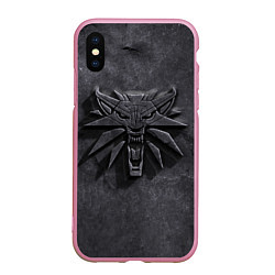 Чехол iPhone XS Max матовый THE WITCHER КАМЕНЬ ЛОГО, цвет: 3D-розовый