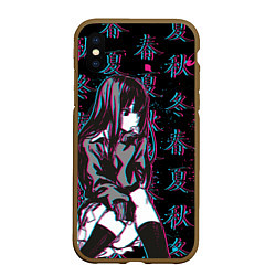 Чехол iPhone XS Max матовый Sad Anime Girl, цвет: 3D-коричневый