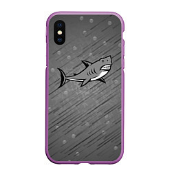 Чехол iPhone XS Max матовый Акула, цвет: 3D-фиолетовый