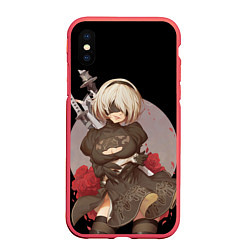 Чехол iPhone XS Max матовый Nier: Automata 2B, цвет: 3D-красный