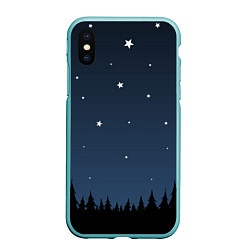 Чехол iPhone XS Max матовый Ночное небо, цвет: 3D-мятный