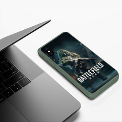 Чехол iPhone XS Max матовый BATTLEFIELD 2042 Батлфилд, цвет: 3D-темно-зеленый — фото 2