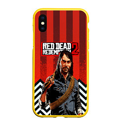 Чехол iPhone XS Max матовый Бандит дикого запада RDR 2, цвет: 3D-желтый