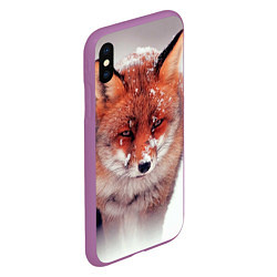 Чехол iPhone XS Max матовый Лисица и снег, цвет: 3D-фиолетовый — фото 2