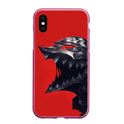 Чехол iPhone XS Max матовый BERSERK маска аниме, цвет: 3D-малиновый