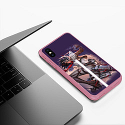 Чехол iPhone XS Max матовый Attack on Titan Микаса, цвет: 3D-малиновый — фото 2