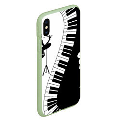 Чехол iPhone XS Max матовый Черно Белое пианино, цвет: 3D-салатовый — фото 2