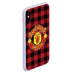Чехол iPhone XS Max матовый Манчестер Юнайтед фон в клетку, цвет: 3D-светло-сиреневый — фото 2