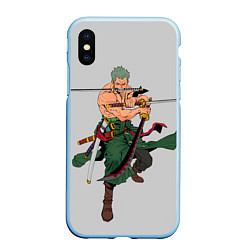 Чехол iPhone XS Max матовый Арт Ророноа Зоро, One Piece, цвет: 3D-голубой