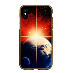 Чехол iPhone XS Max матовый Космос земля 3D, цвет: 3D-коричневый