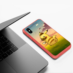 Чехол iPhone XS Max матовый Детектив Пикачу, цвет: 3D-красный — фото 2