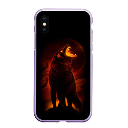 Чехол iPhone XS Max матовый DARK WOLF, цвет: 3D-светло-сиреневый