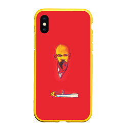 Чехол iPhone XS Max матовый Энди Уорхол - Красный Ленин, цвет: 3D-желтый