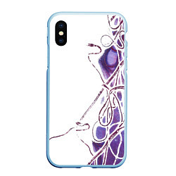 Чехол iPhone XS Max матовый Фиолетовые нити, цвет: 3D-голубой