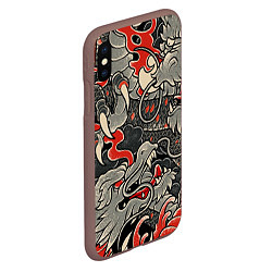 Чехол iPhone XS Max матовый Китайский Дракон, China Dragon, цвет: 3D-коричневый — фото 2