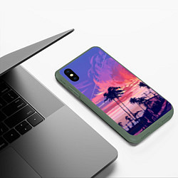 Чехол iPhone XS Max матовый Пейзаж, цвет: 3D-темно-зеленый — фото 2
