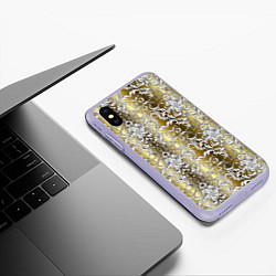 Чехол iPhone XS Max матовый Versace gold & white, цвет: 3D-светло-сиреневый — фото 2