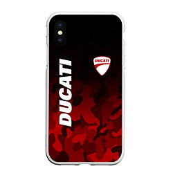 Чехол iPhone XS Max матовый DUCATI ДУКАТИ КАМУФЛЯЖ, цвет: 3D-белый