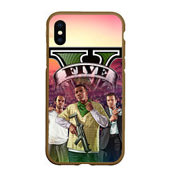 Чехол iPhone XS Max матовый GTA V TEAM FOREVER AND EVER, цвет: 3D-коричневый