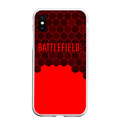 Чехол iPhone XS Max матовый Battlefield 2042 - Hexagon, цвет: 3D-белый