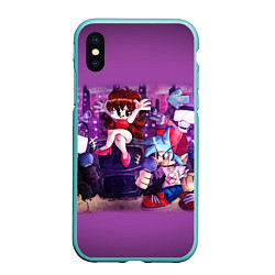 Чехол iPhone XS Max матовый Friday Night Funkin рисунок, цвет: 3D-мятный