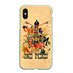 Чехол iPhone XS Max матовый One Piece пираты Соломенной Шляпы, цвет: 3D-салатовый