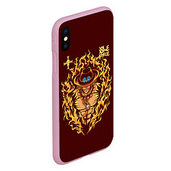 Чехол iPhone XS Max матовый One Piece Портгас Д Эйс в огне, цвет: 3D-розовый — фото 2