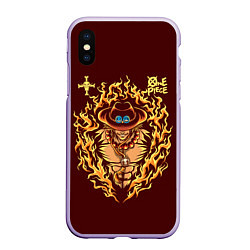 Чехол iPhone XS Max матовый One Piece Портгас Д Эйс в огне, цвет: 3D-светло-сиреневый