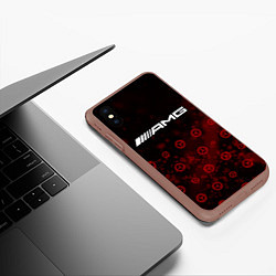 Чехол iPhone XS Max матовый Mercedes AMG - Particles Pattern, цвет: 3D-коричневый — фото 2