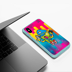 Чехол iPhone XS Max матовый Crazy Bomberman, цвет: 3D-мятный — фото 2