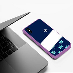 Чехол iPhone XS Max матовый Стильная с цветами, цвет: 3D-фиолетовый — фото 2