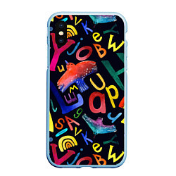 Чехол iPhone XS Max матовый Буквы английского алфавита, цвет: 3D-голубой