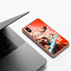 Чехол iPhone XS Max матовый Genshin Impact, Кадзуха, цвет: 3D-коричневый — фото 2