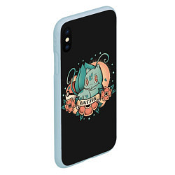 Чехол iPhone XS Max матовый Тату Бульбазавр, цвет: 3D-голубой — фото 2