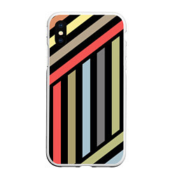 Чехол iPhone XS Max матовый Абстрактный полосатый узор, цвет: 3D-белый