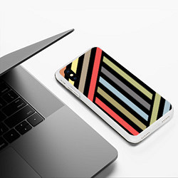 Чехол iPhone XS Max матовый Абстрактный полосатый узор, цвет: 3D-белый — фото 2