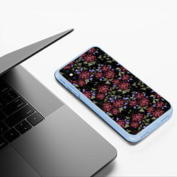 Чехол iPhone XS Max матовый Цветочная мозаика, цвет: 3D-голубой — фото 2